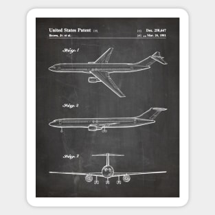 Boeing 777 Airliner Patent - 777 Airplane Art - Black Chalkboard Sticker